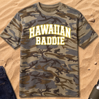 Hawaiian Baddie Camo Tee — Retro Varsity Graphic T-Shirt
