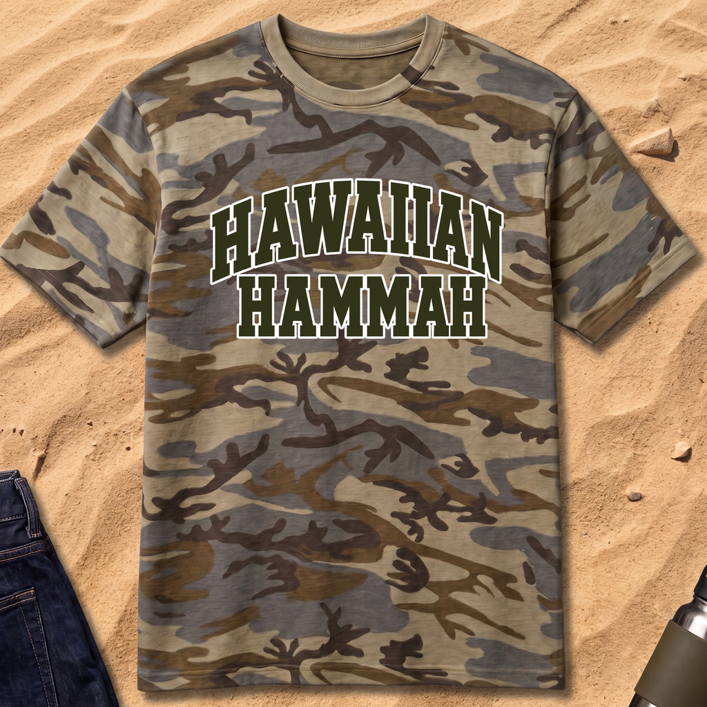 Camo Tee — "Hawaiian Hammah" Graphic Shirt for Island Style & Casual Wear