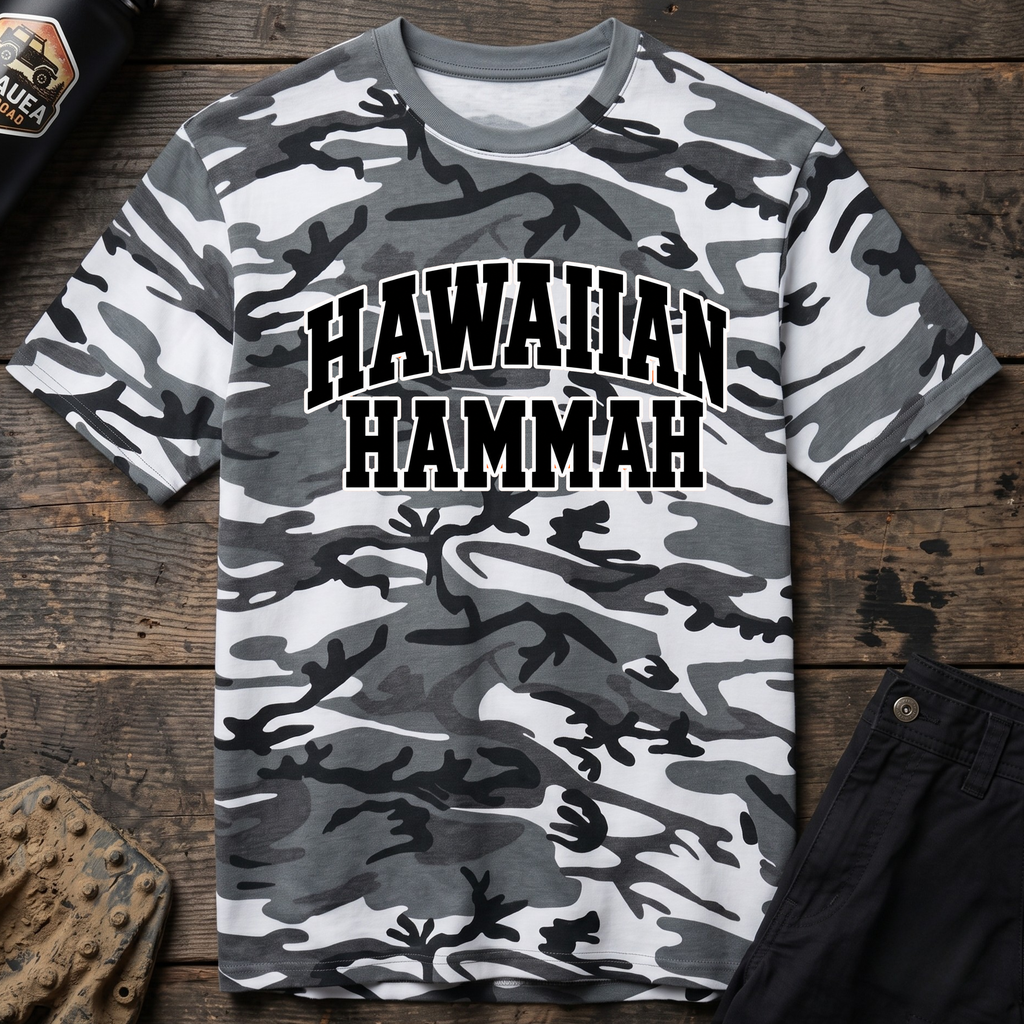 Camo Tee — "Hawaiian Hammah" Graphic Shirt for Island Style & Casual Wear
