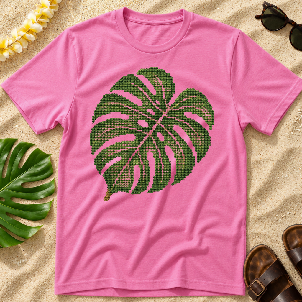 Monstera Cross-Stitch T-Shirt