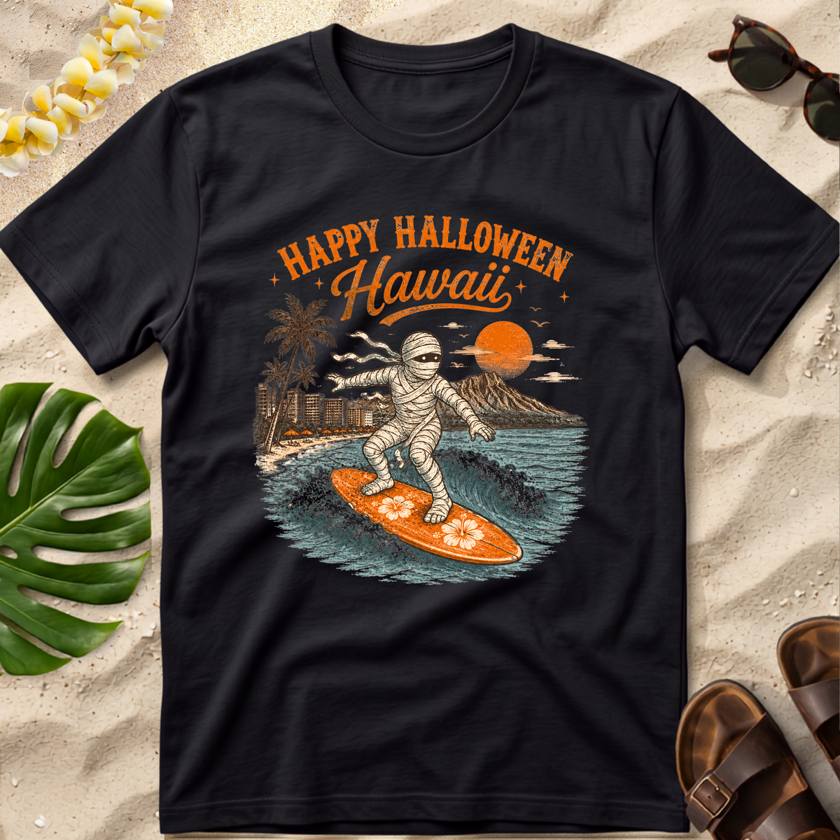 Surfing Mummy Halloween T-Shirt