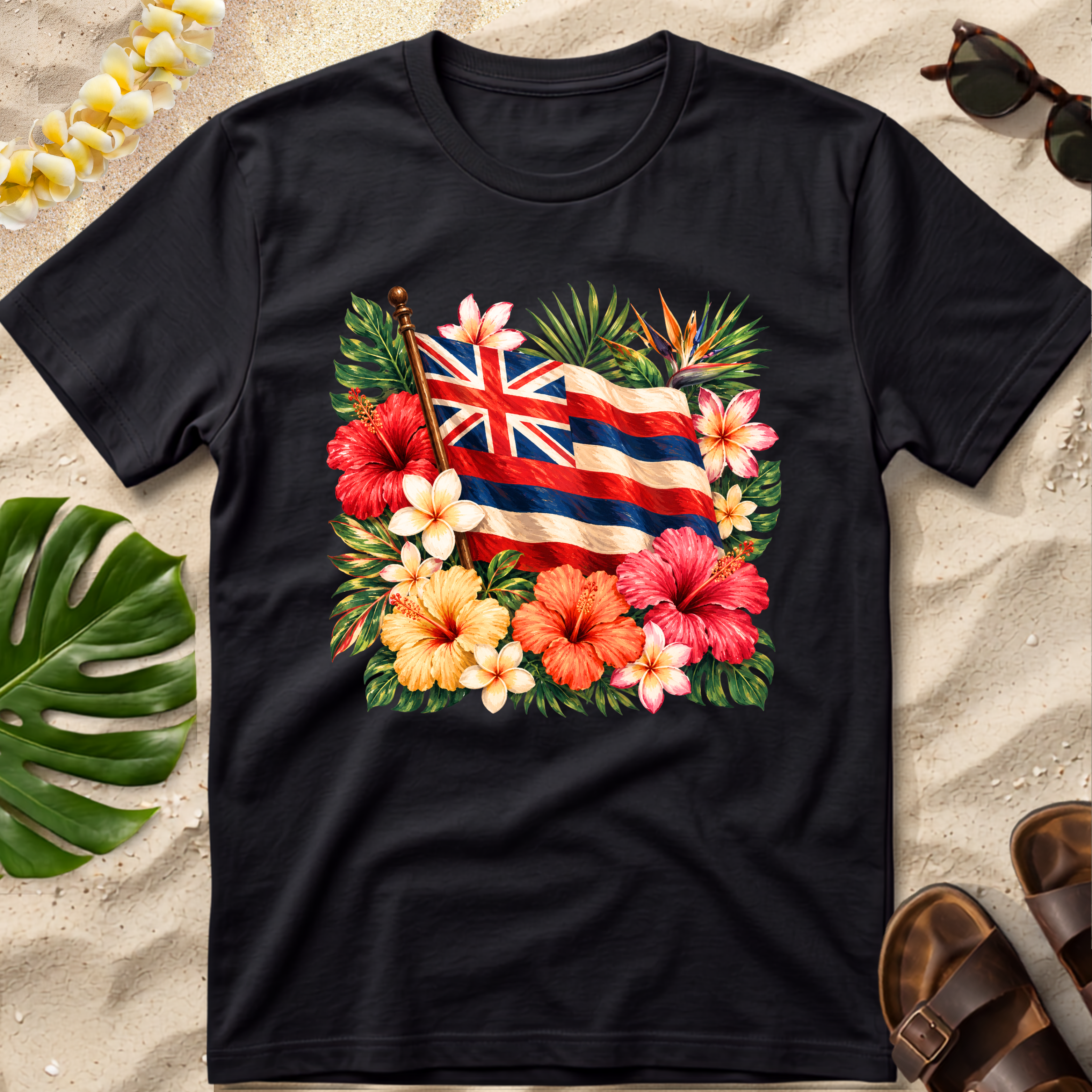 Hawaiian Flag Flowers T-Shirt