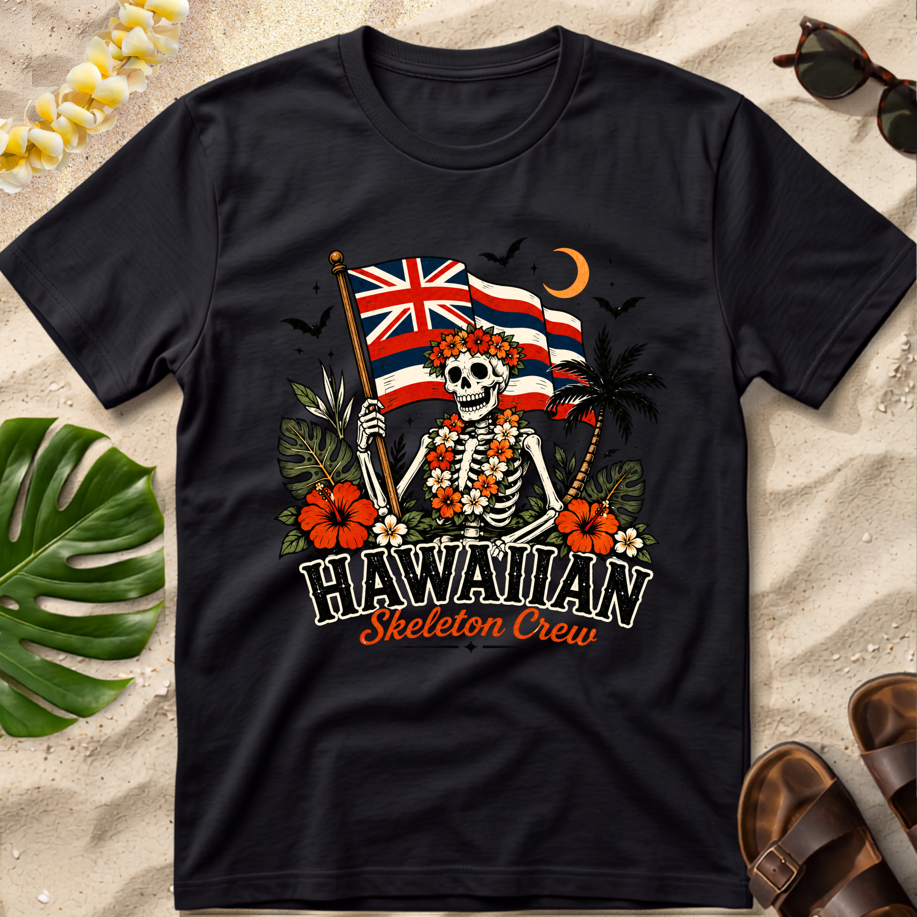 Hawaiian Skeleton Crew T-Shirt — Hawaiian Flag Skull Shirt
