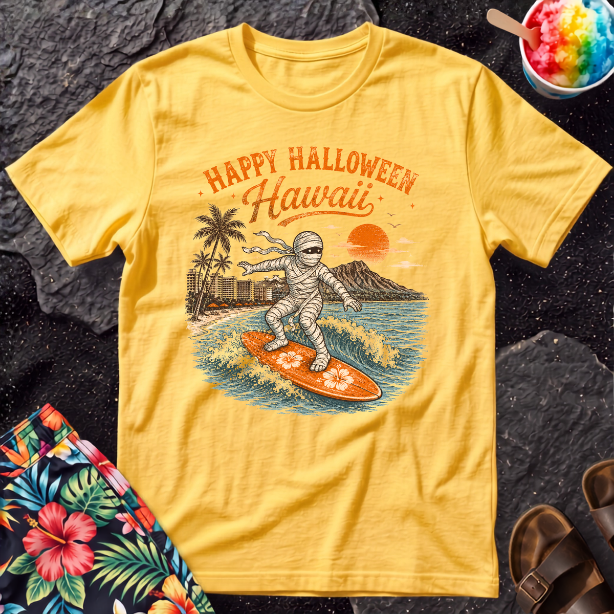 Surfing Mummy Halloween T-Shirt