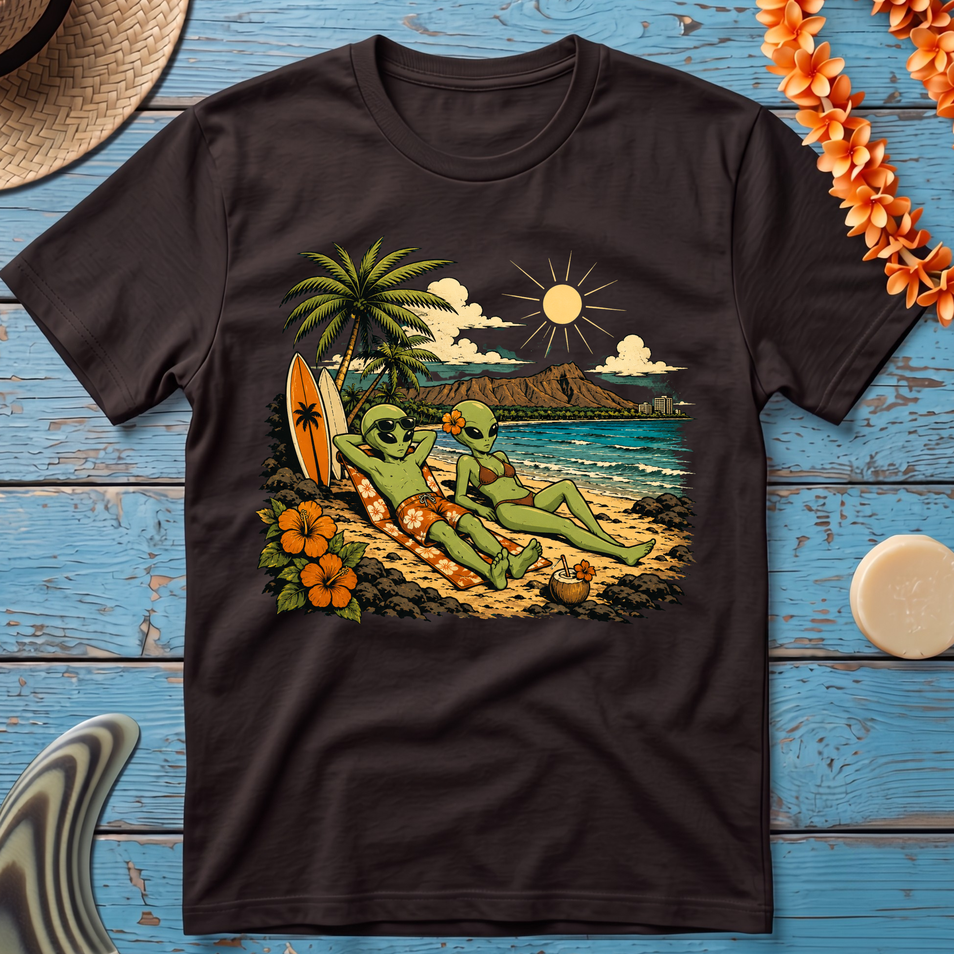 Alien Surfers Hawaiian T‑Shirt