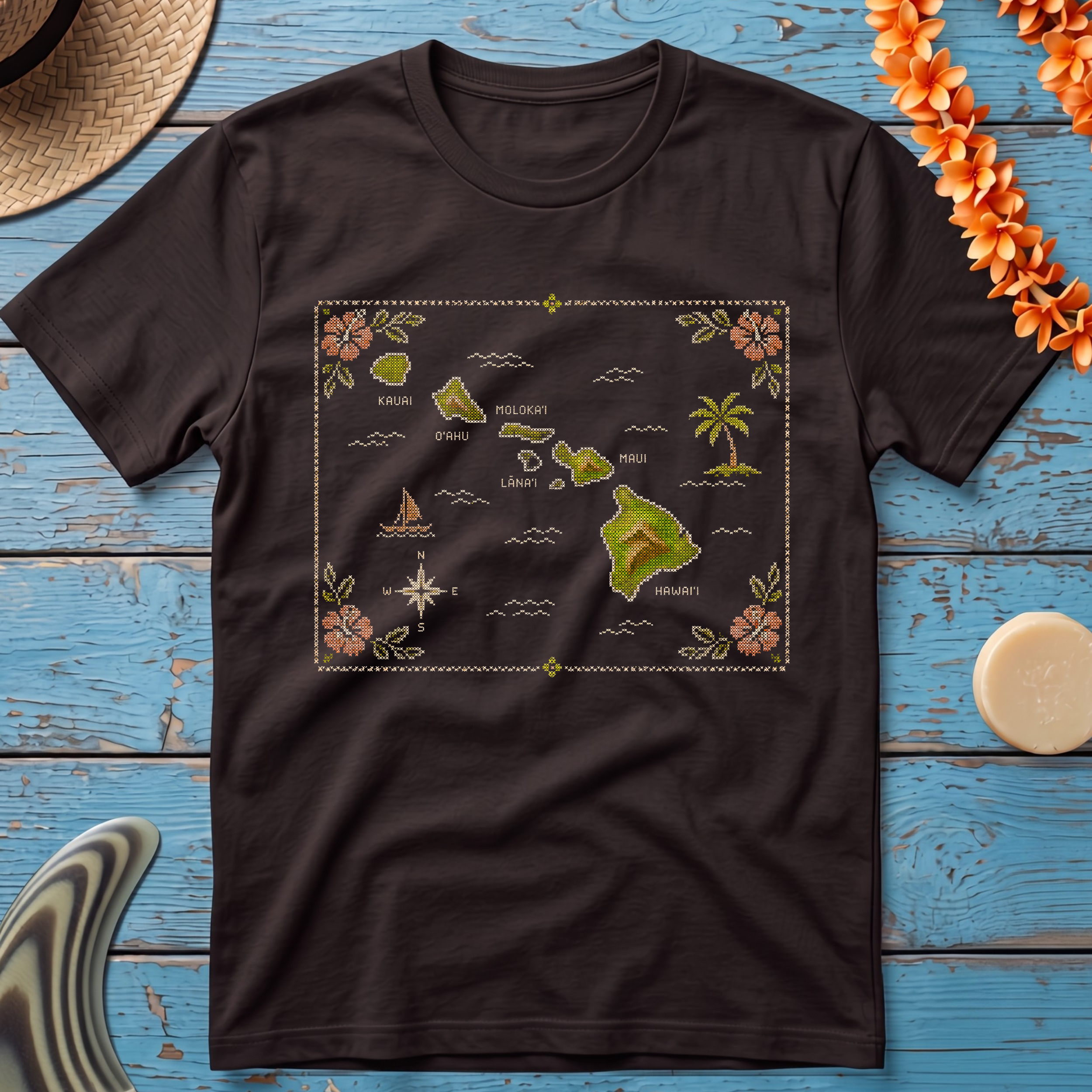 Hawaii Island Map T-Shirt