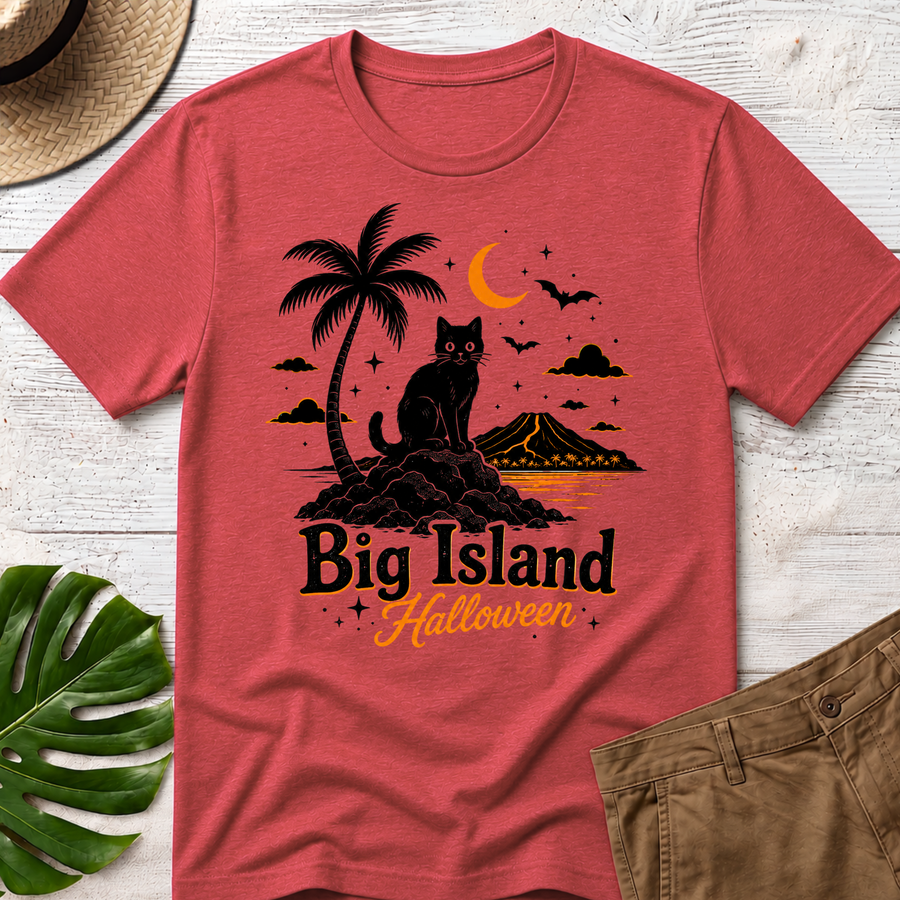 Big Island black Cat Halloween T-Shirt
