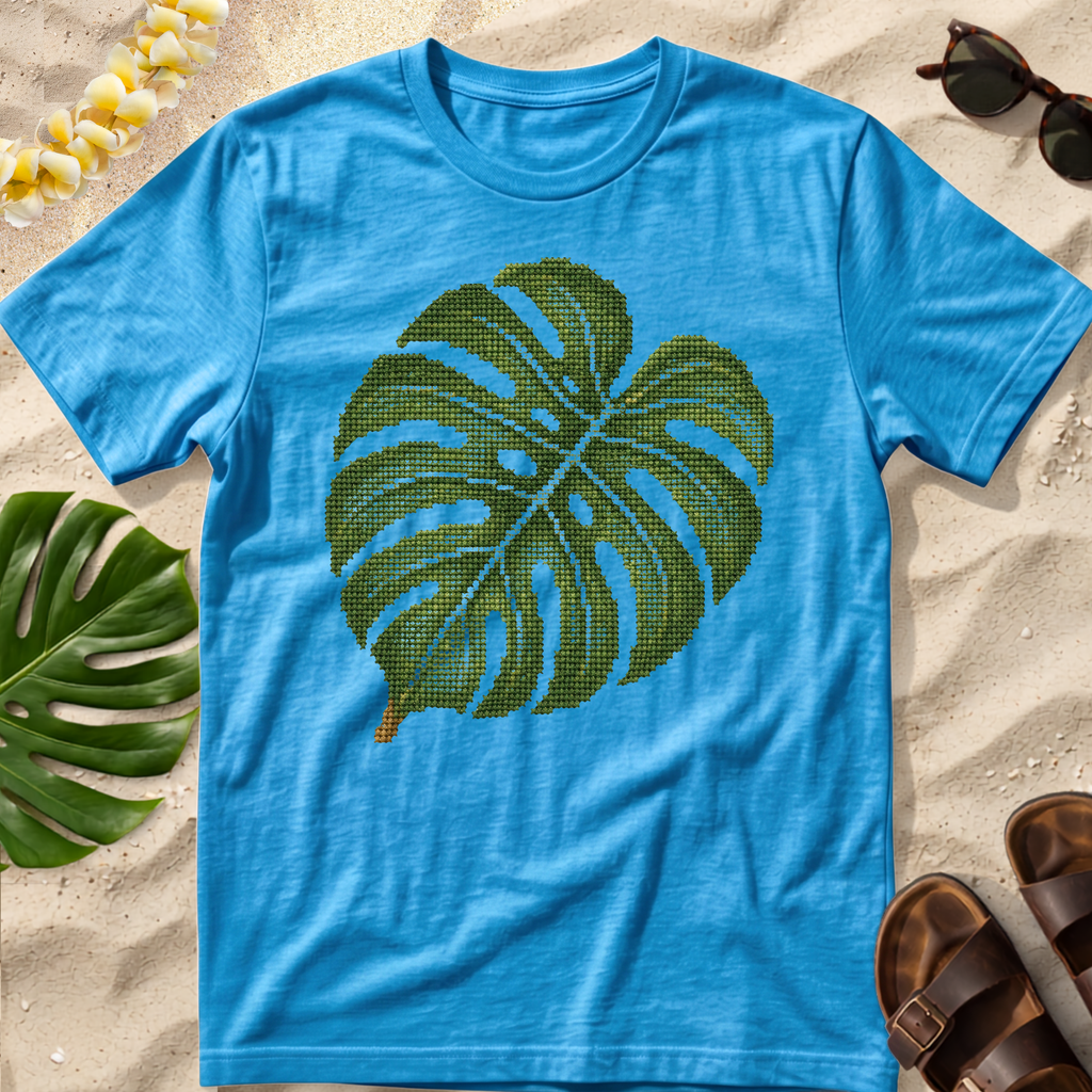Monstera Cross-Stitch T-Shirt