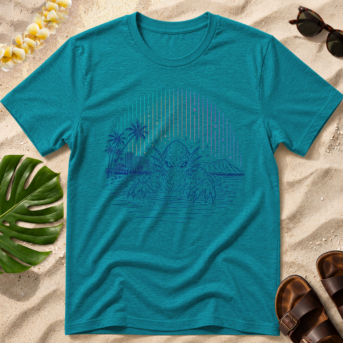 Hawaiian Beach Monster Sunset T-Shirt