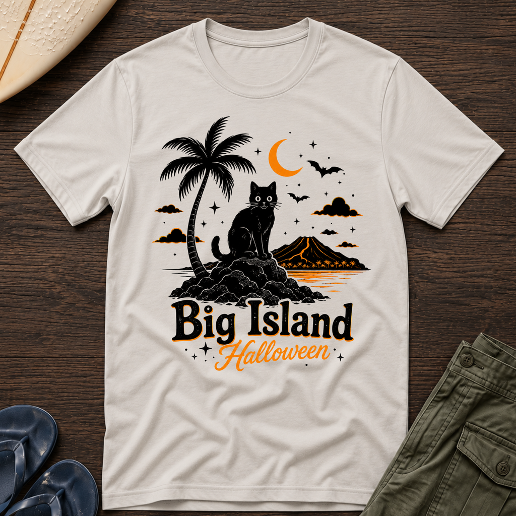 Big Island black Cat Halloween T-Shirt