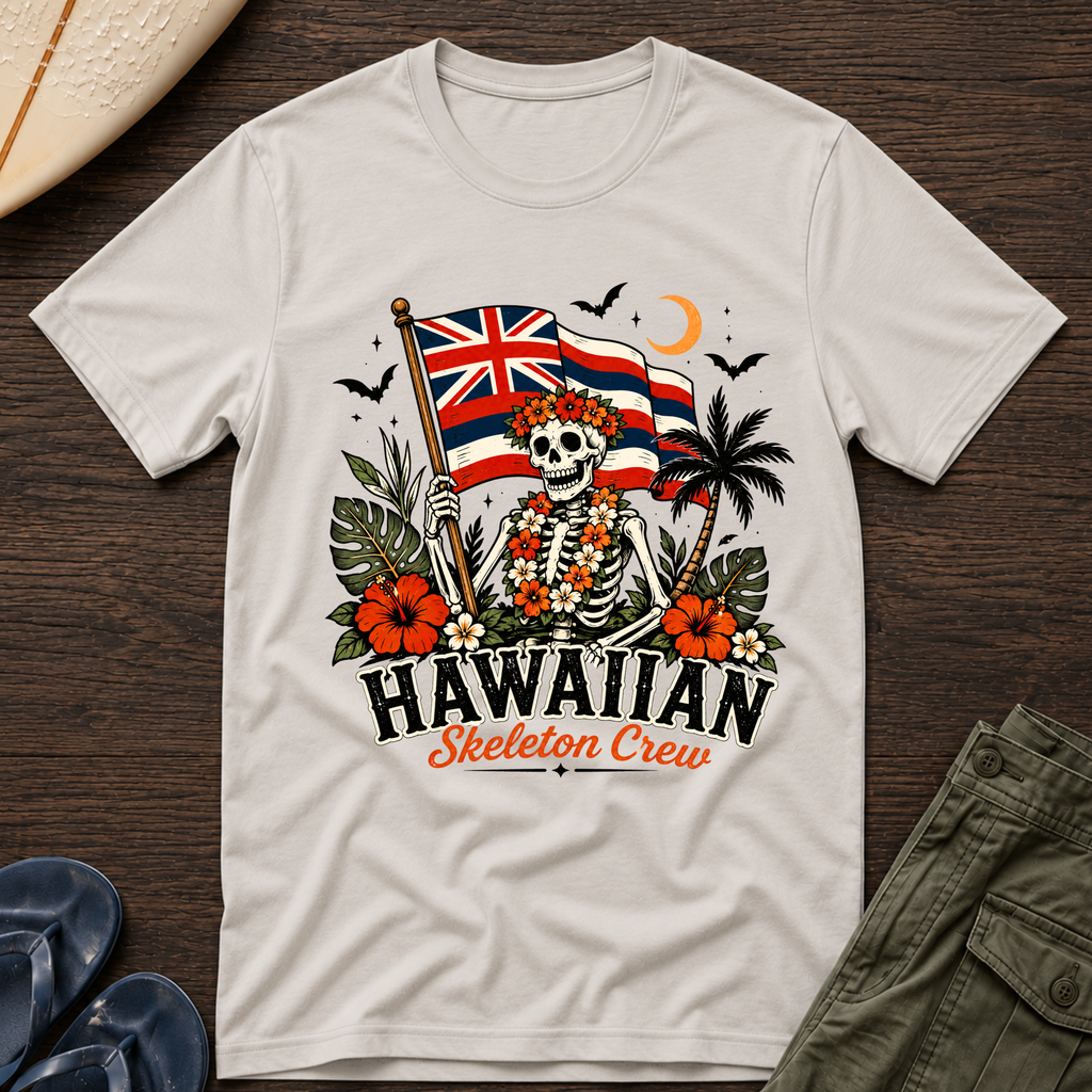 Hawaiian Skeleton Crew T-Shirt — Hawaiian Flag Skull Shirt