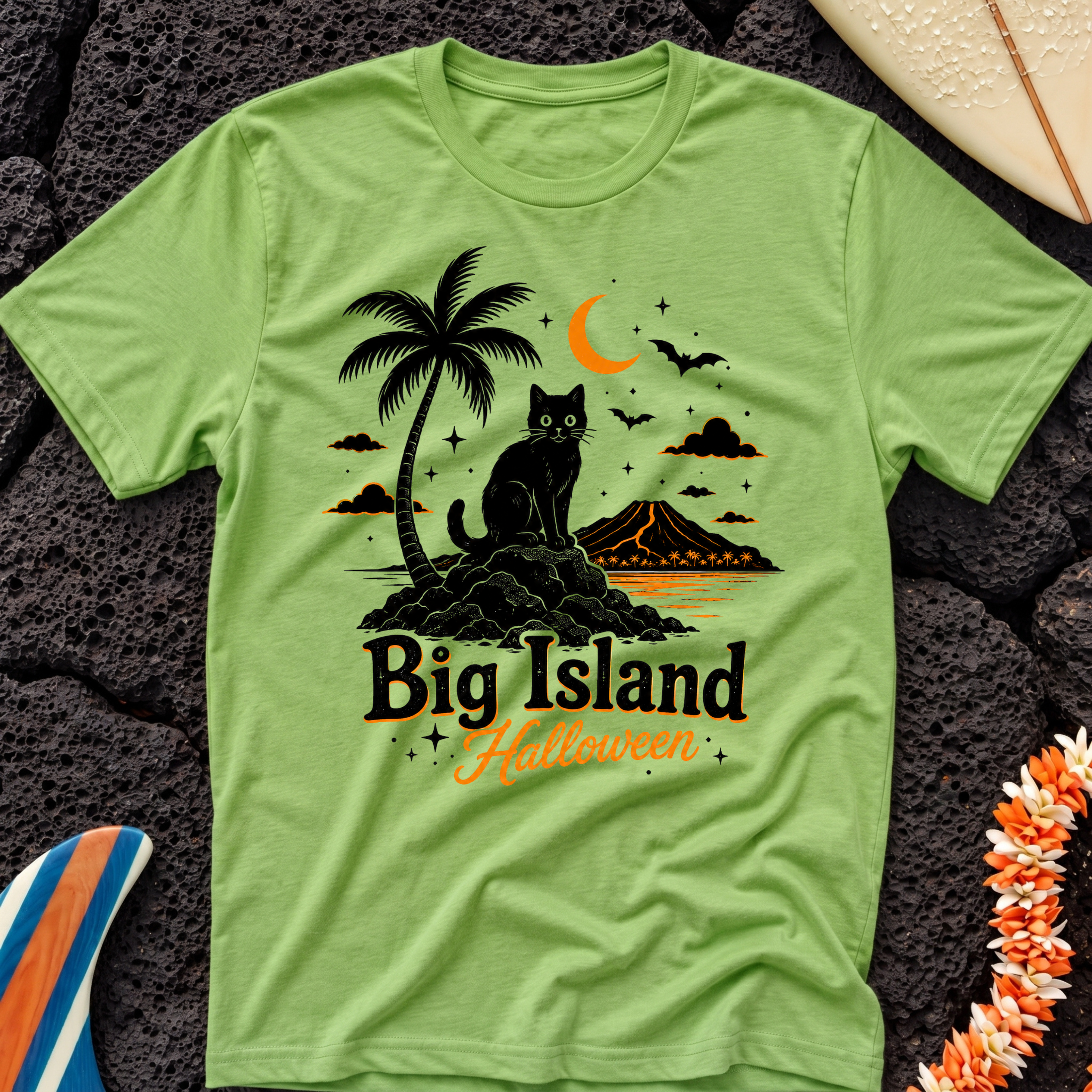 Big Island black Cat Halloween T-Shirt