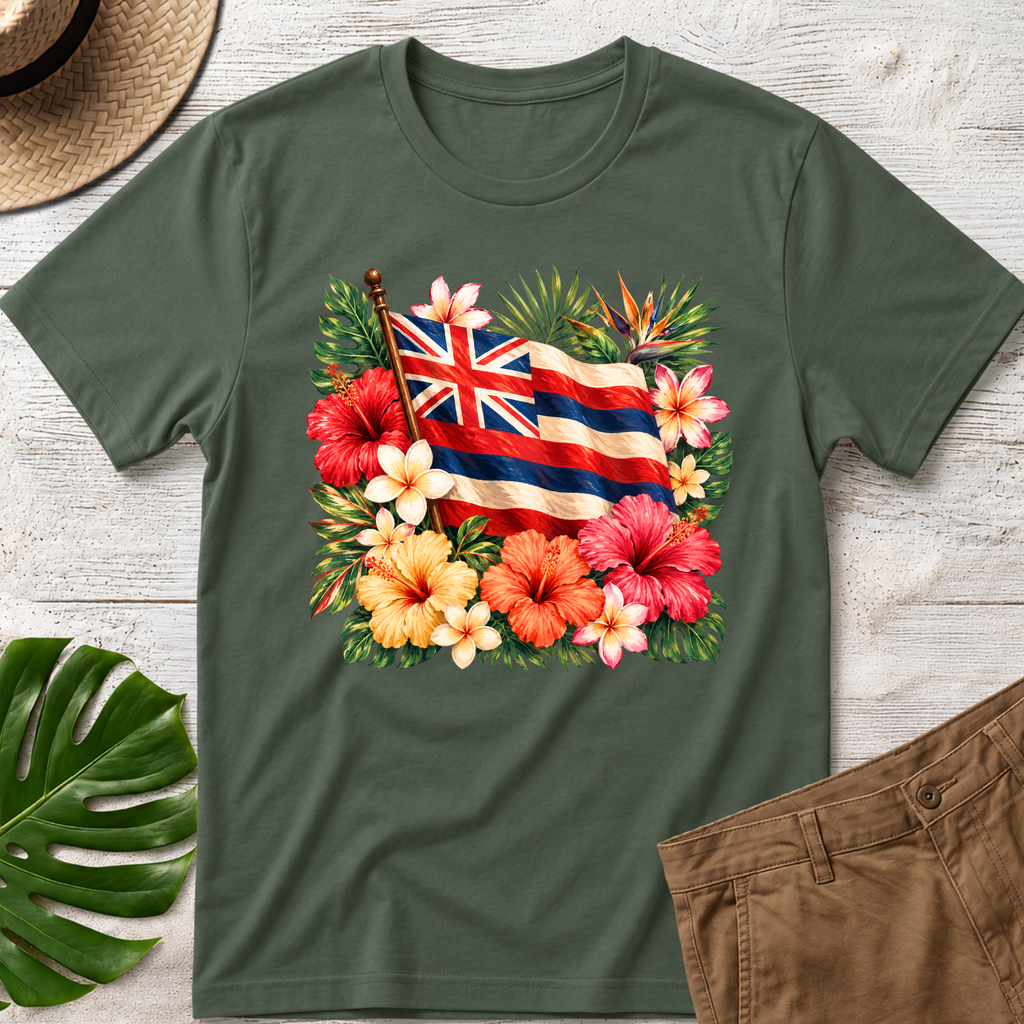 Hawaiian Flag Flowers T-Shirt