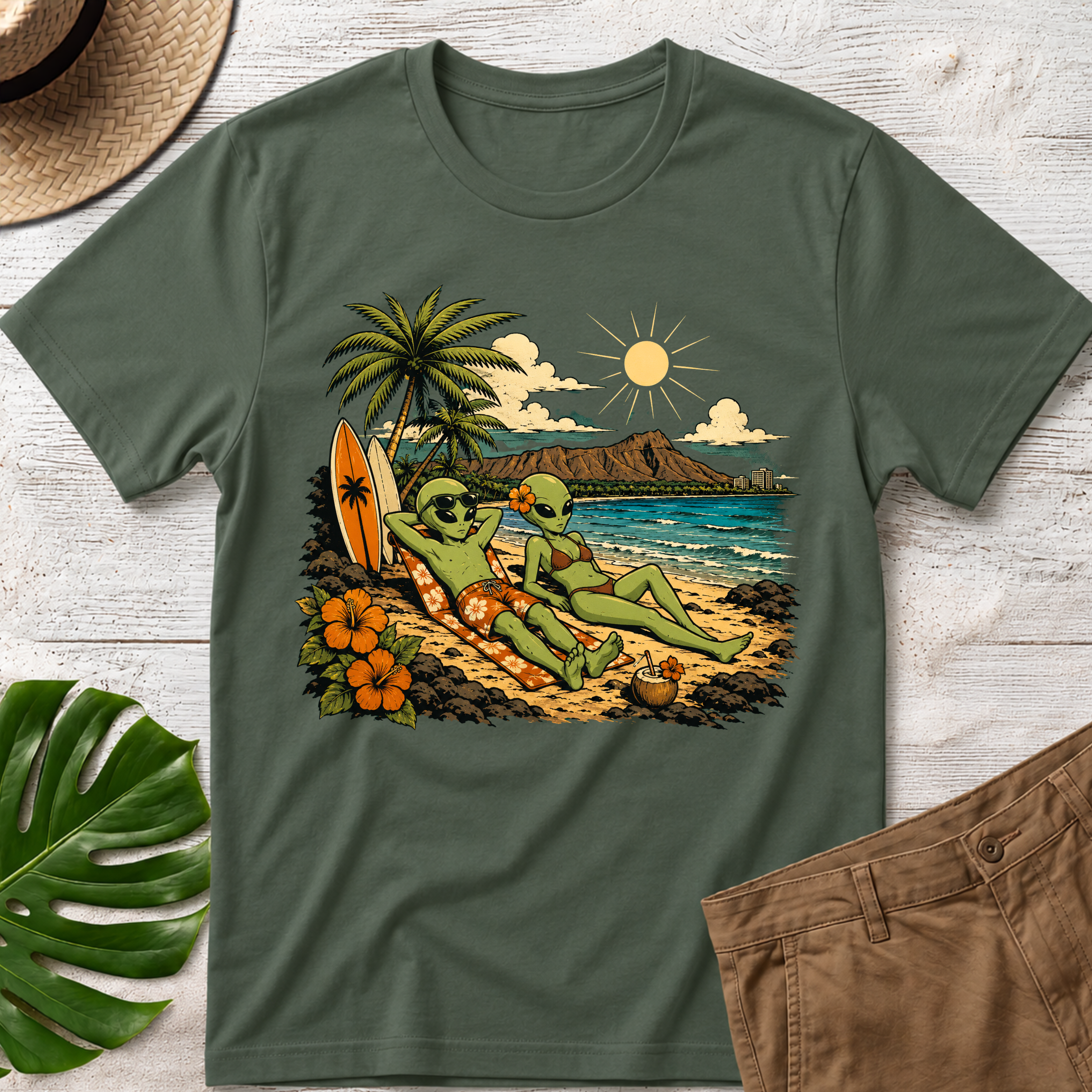 Alien Surfers Hawaiian T‑Shirt