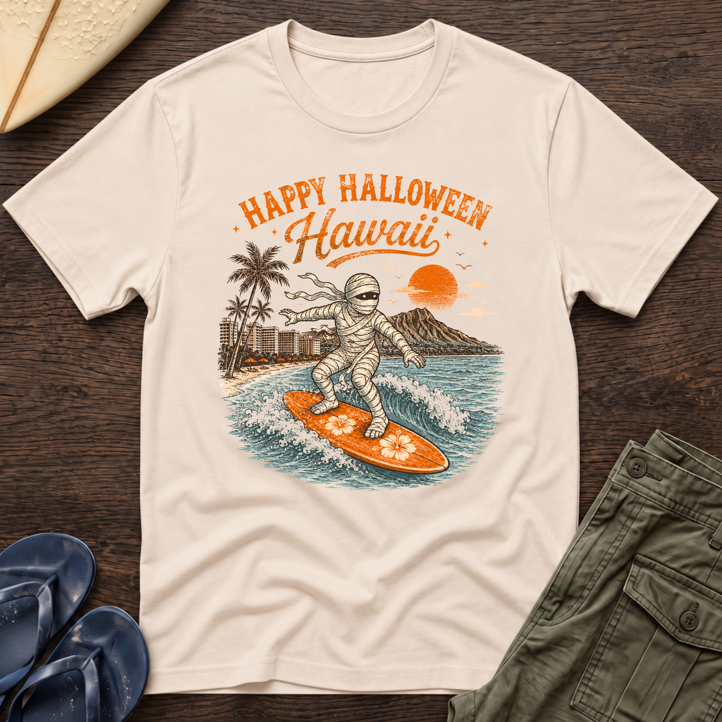 Surfing Mummy Halloween T-Shirt