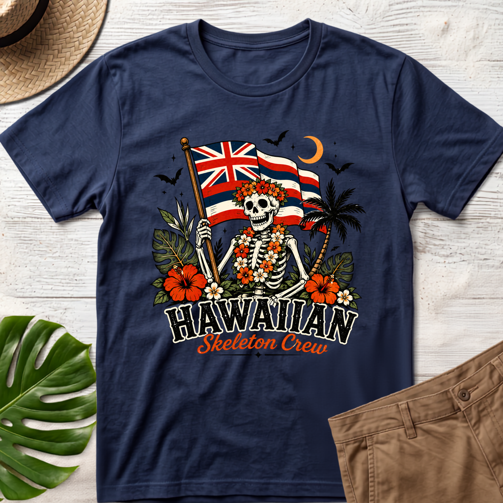 Hawaiian Skeleton Crew T-Shirt — Hawaiian Flag Skull Shirt