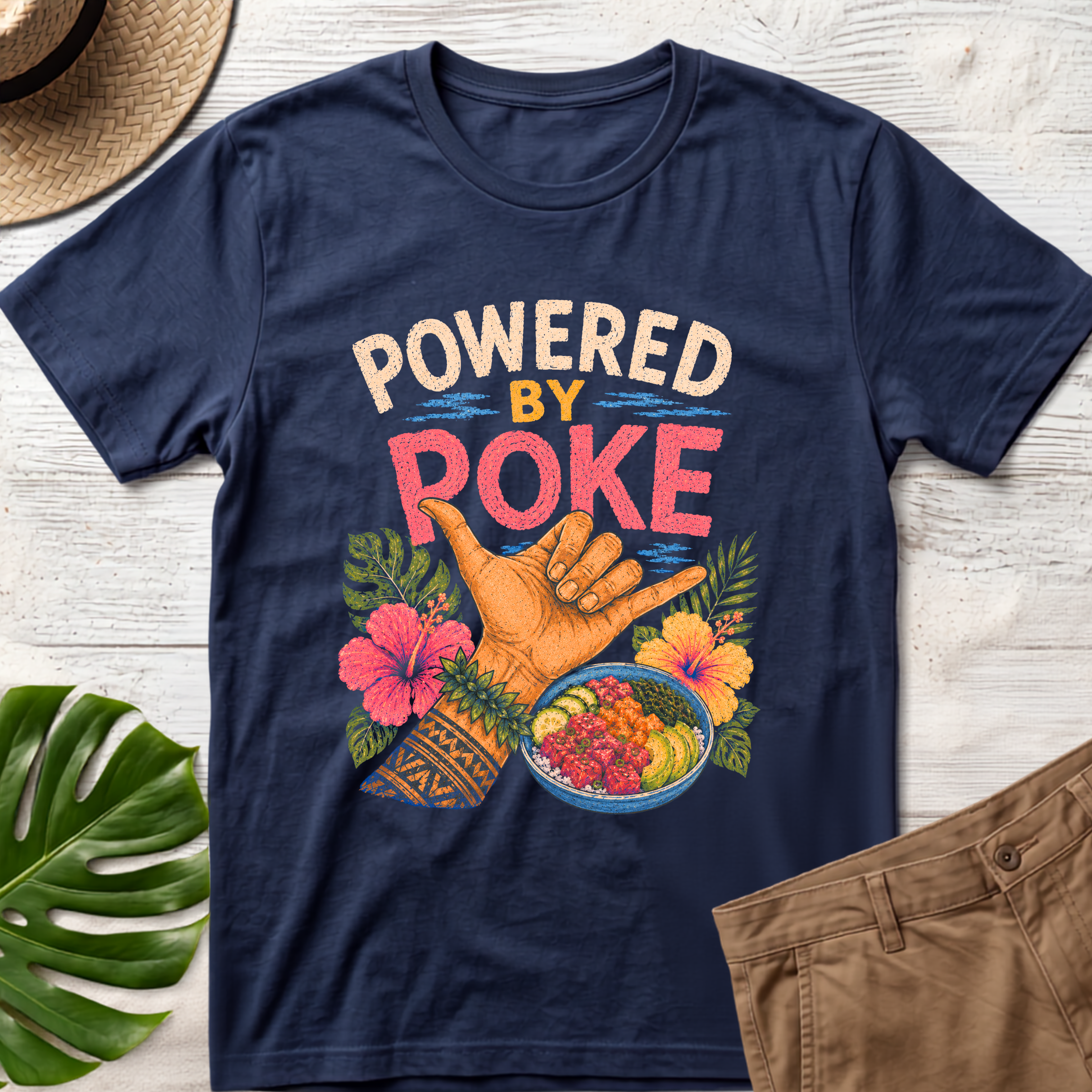 Powered by Poke Hawaiian T-Shirt