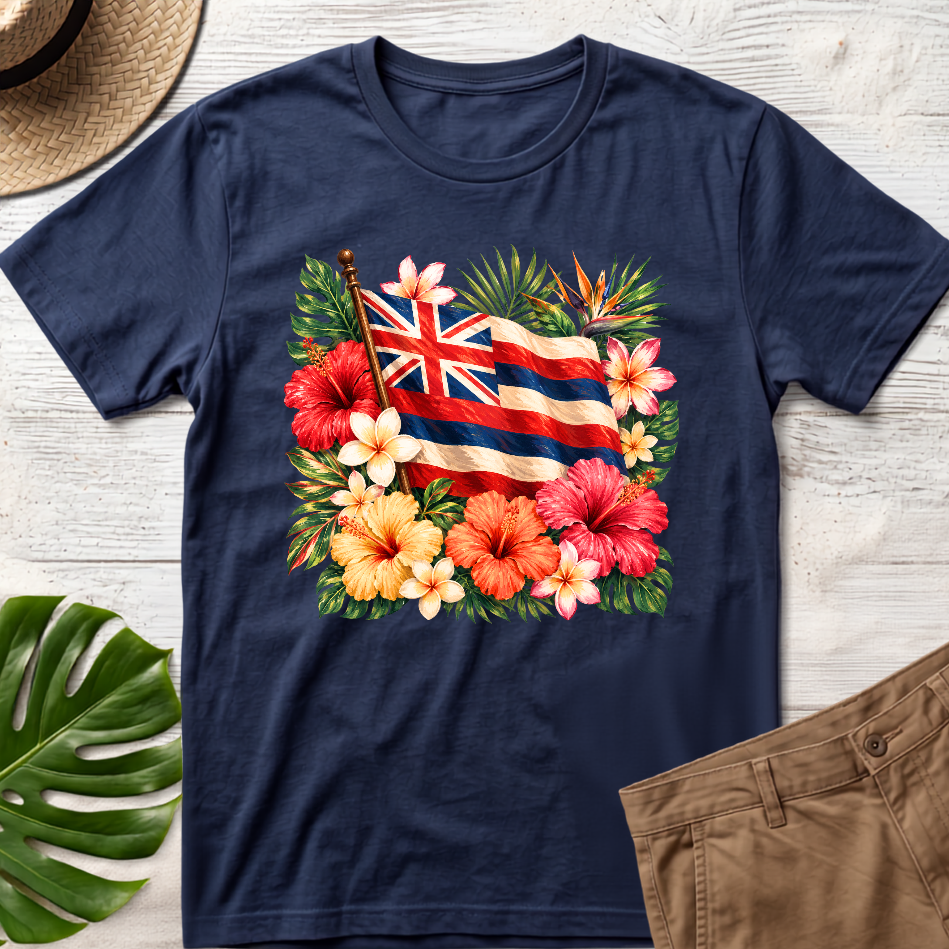 Hawaiian Flag Flowers T-Shirt