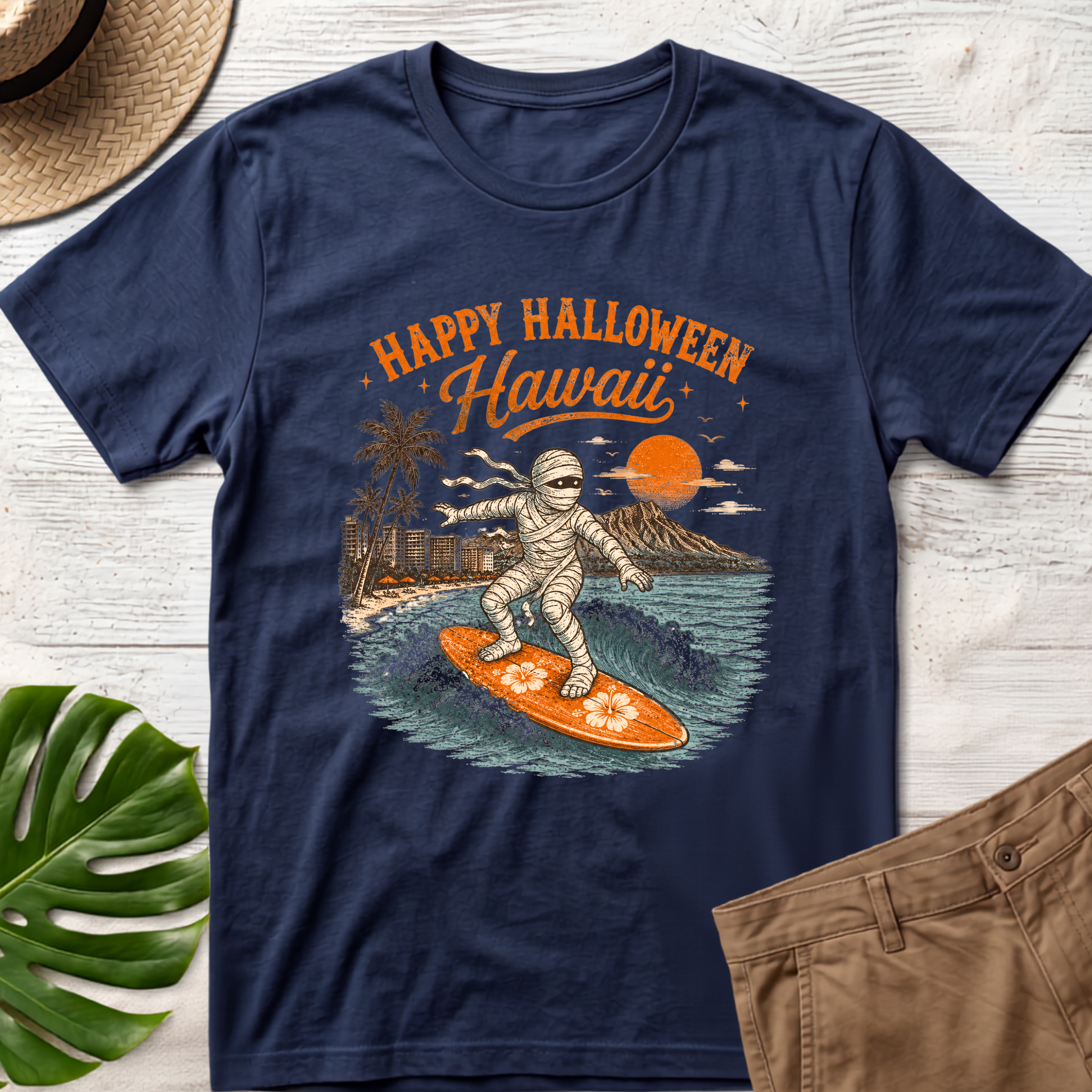 Surfing Mummy Halloween T-Shirt