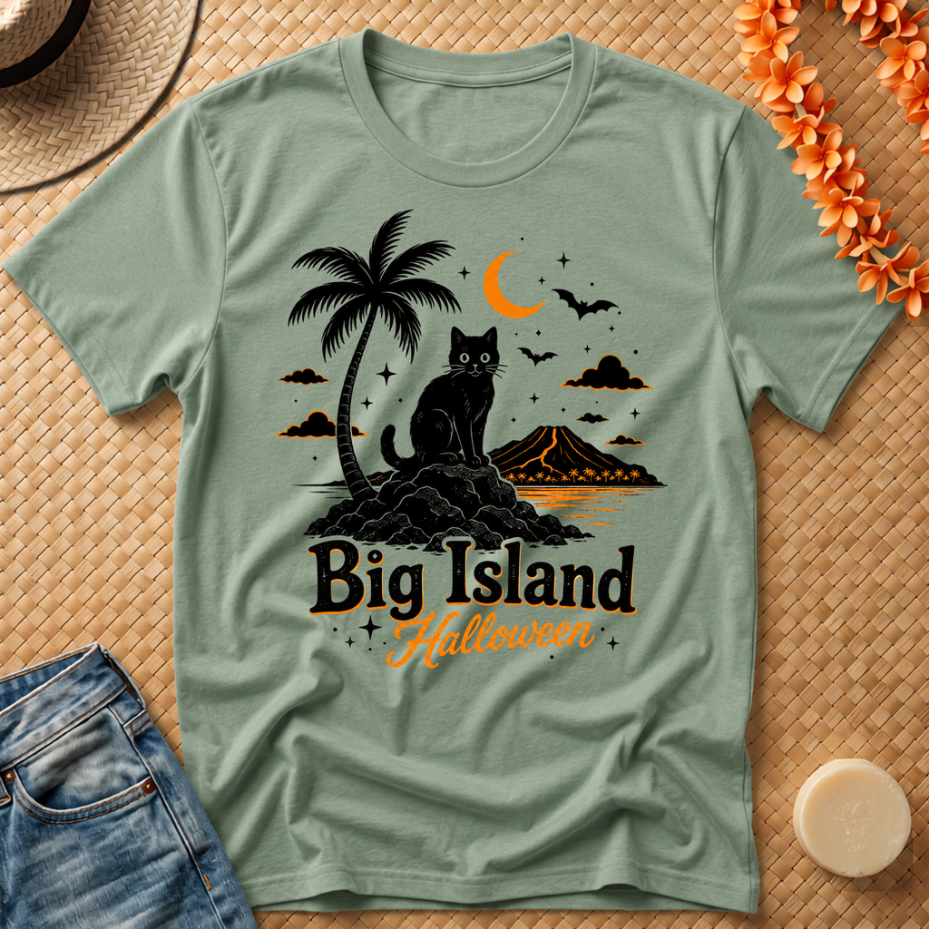 Big Island black Cat Halloween T-Shirt