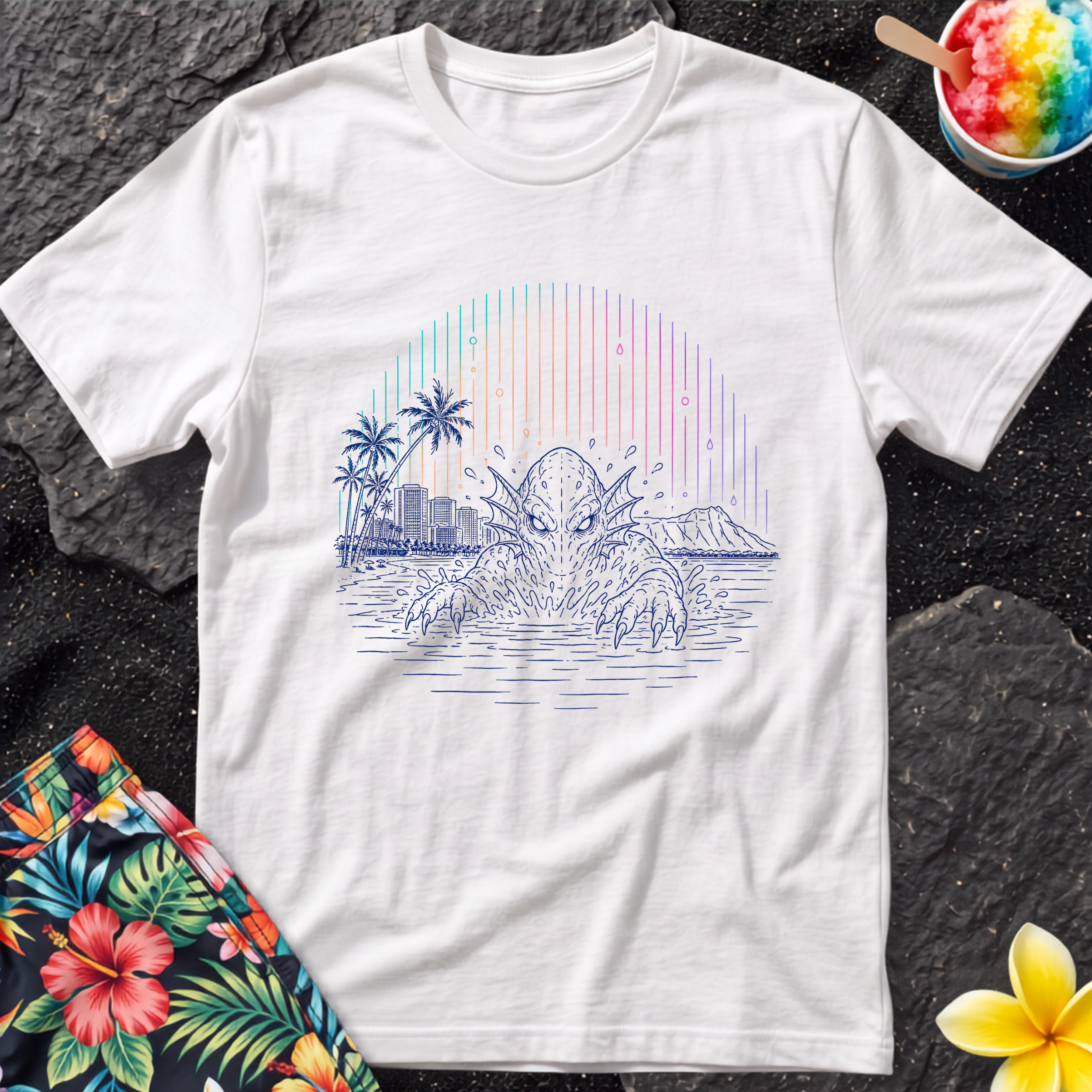 Hawaiian Beach Monster Sunset T-Shirt