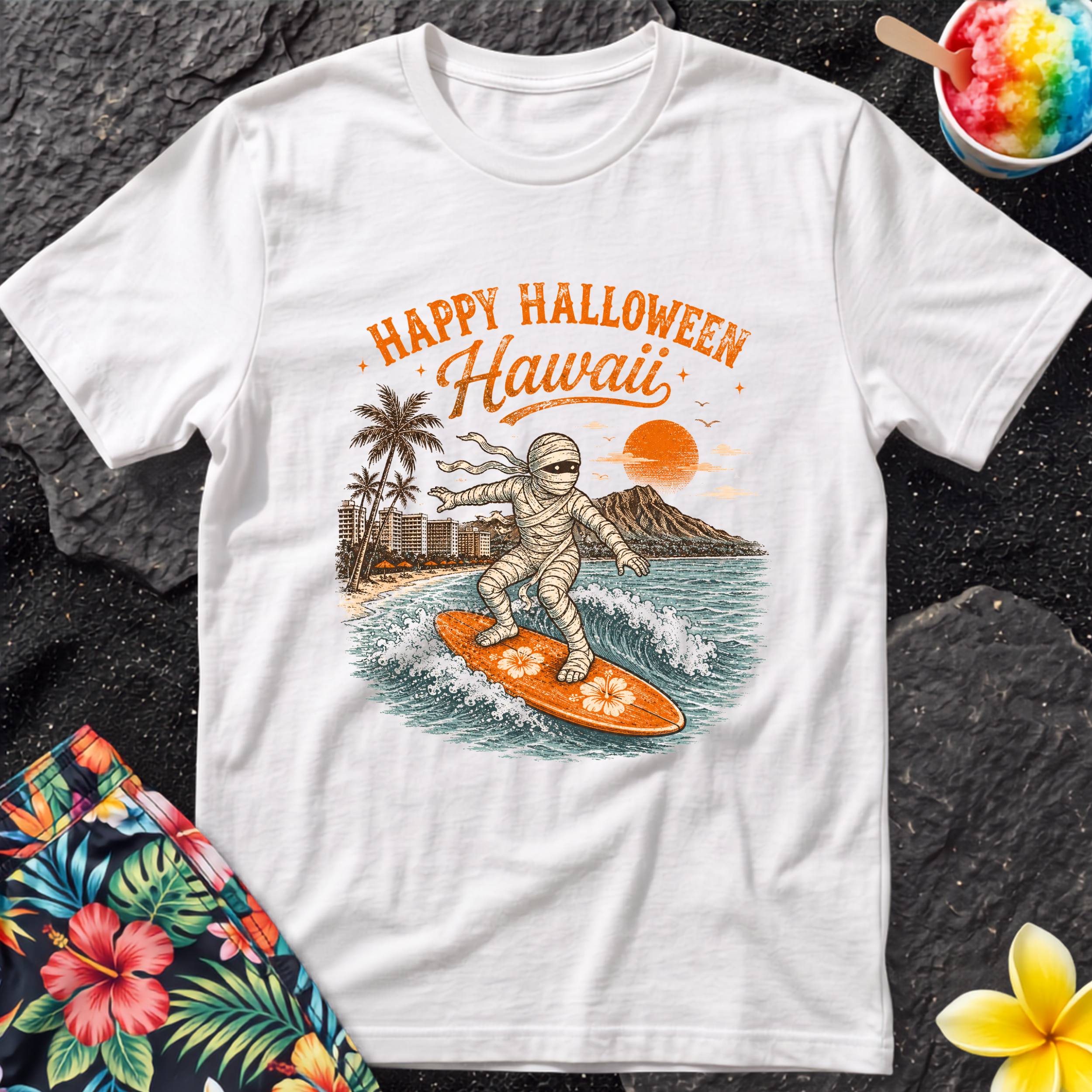 Surfing Mummy Halloween T-Shirt