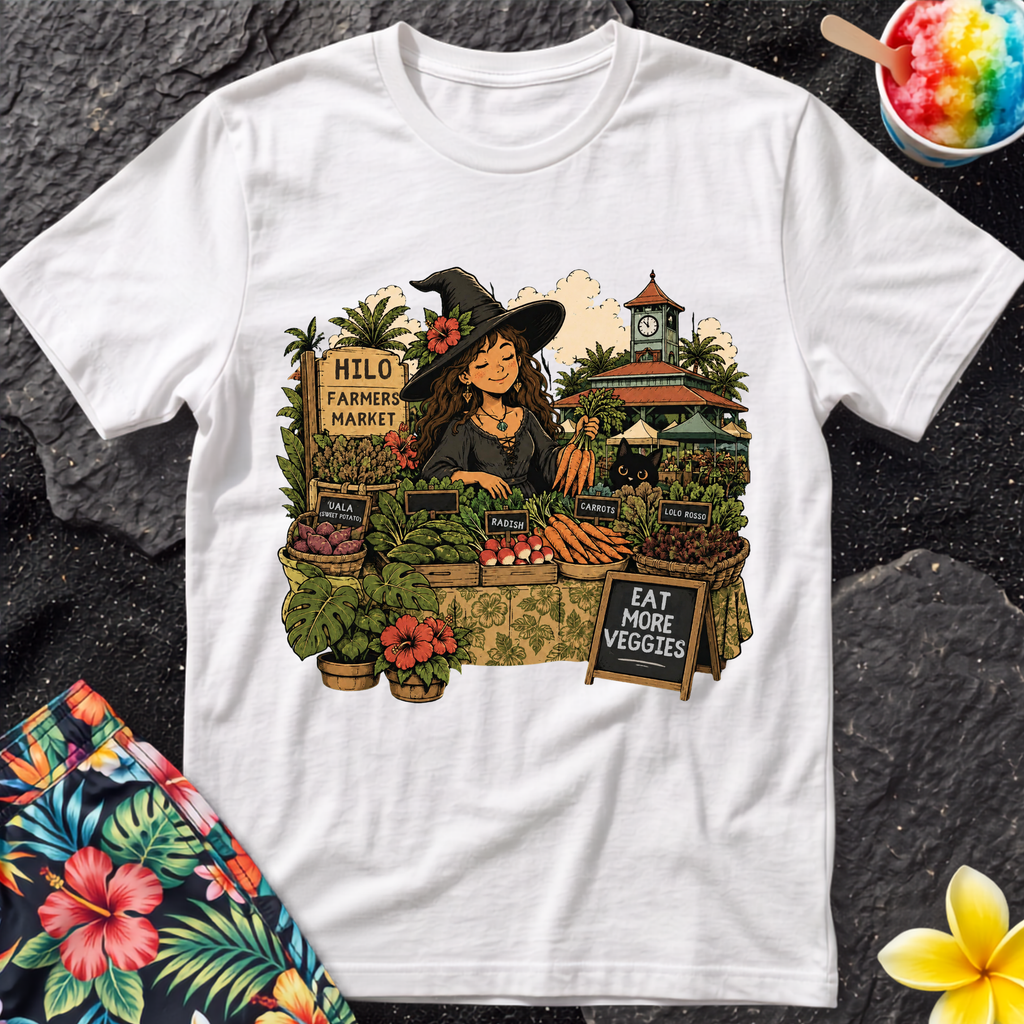 Farmers Market Witch T-Shirt — Hilo Local Produce Graphic Tee