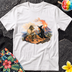 Wolf & The Witch Volcano T-Shirt — Mythic Wilderness Scenic Tee